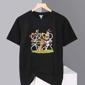 Fashionable casual panda embroidery round neck short-sleeved T-shirt(27 styles)-1888